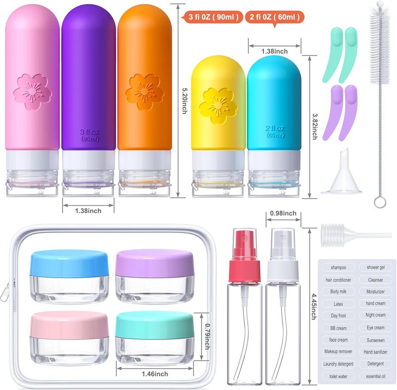 Amzrole 20Pack Travel Bottles for Toiletries, TSA Approved Travel Bottles Silicone Travel Size Containers, Travel Essentials Leak Proof Refillable Liquid, Shampoo and Conditioner Travel Toiletry Bottles - Image 2